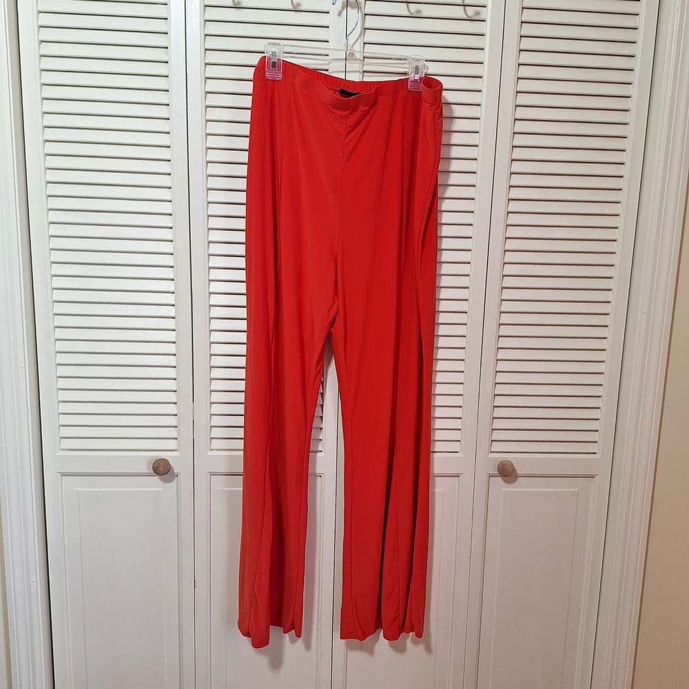 Attitudes by Renee Womens 2X Orange Red Wide Leg Como Jersey Pleat Pants A570446